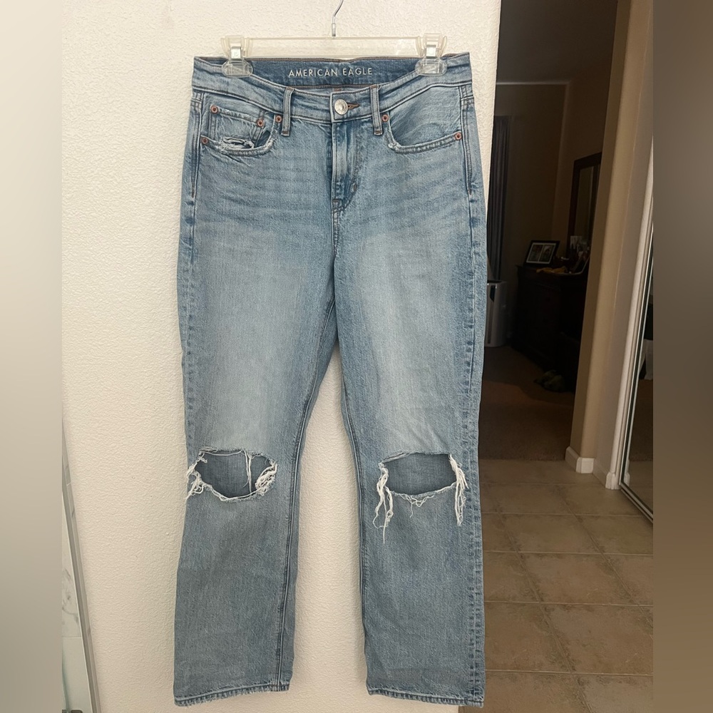 American Eagle Outfitters Blue Boyfriend Jeans Distressed